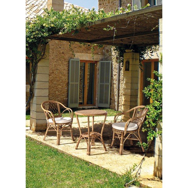 Natúr színű tömörfa-rattan kerti szék Athina – Bizzotto-image-1