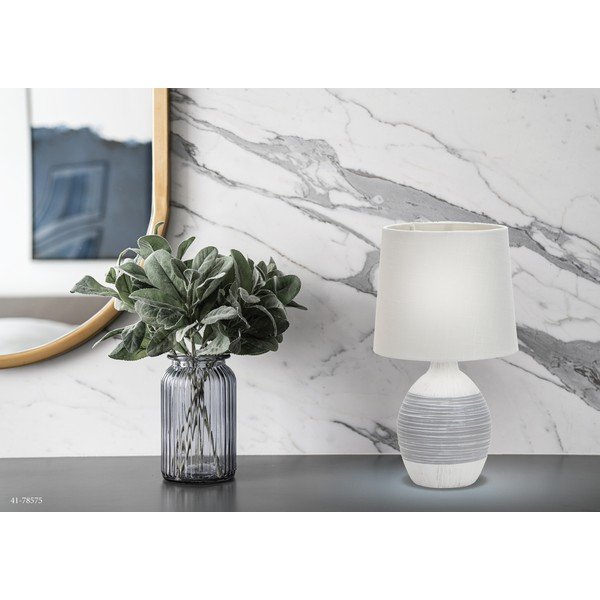 Világosszürke asztali lámpa textil búrával (magasság 35 cm) Ambon – Candellux Lighting-image-1