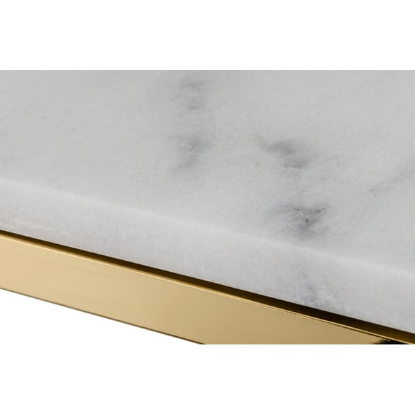 Marble fehér márvány konzolasztal aranyszínű talppal, hossz 100 cm - RGE-image-1