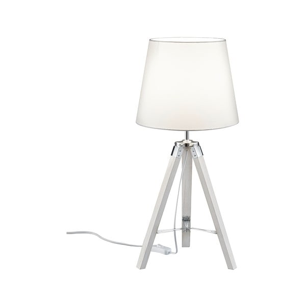 Tripod fehér asztali lámpa fából és szövetből, magasság 57,5 cm - Trio