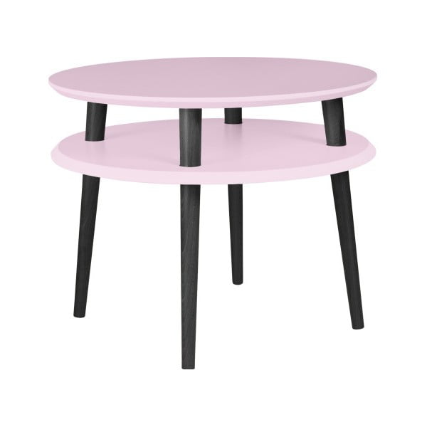 UFO világos rózsaszín dohányzóasztal fekete lábakkal, ⌀ 57 cm - Ragaba