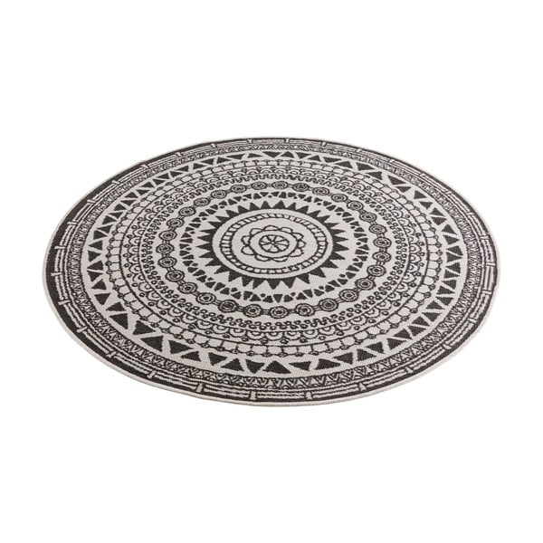 Coron fekete-krémszínű kültéri szőnyeg, ø 140 cm - NORTHRUGS-image-2