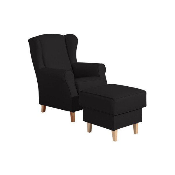 Lorris Leather Black fekete műbőr zsámoly - Max Winzer-image-1