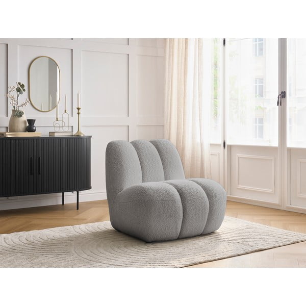 Világosszürke buklé fotel Janissaire – Bobochic Paris-image-1