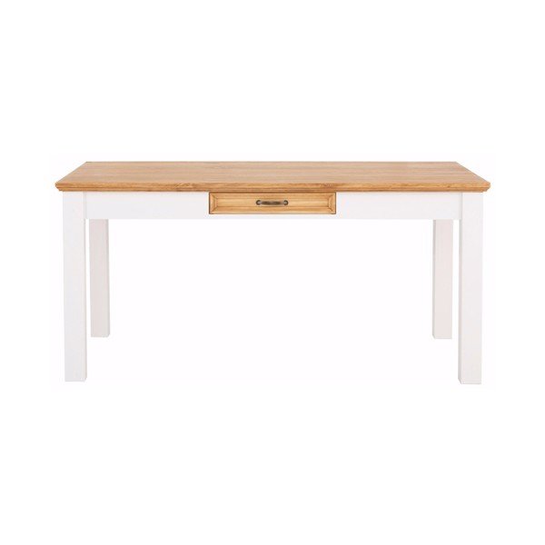 Suzie fehér tömör borovi fenyő étkezőasztal, fiókkal - Støraa-image-1