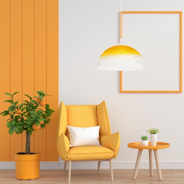 Sárga függőlámpa üveg búrával ø 30 cm Sfera – LAMKUR-image-1