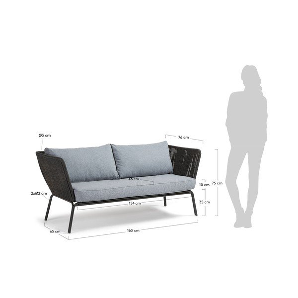 Bernon háromszemélyes szürke kültéri kanapé - La Forma-image-2