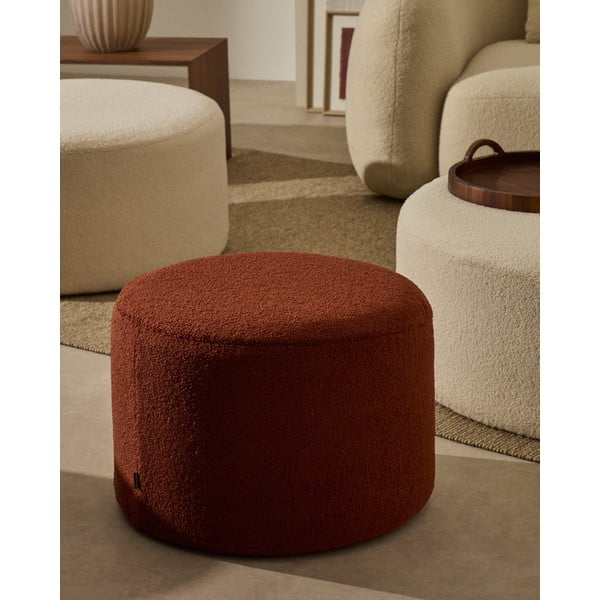 Terrakotta színű buklé puff Kaeli – Kave Home-image-1