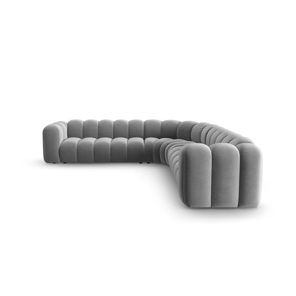 Világosszürke bársony moduláris sarokkanapé Lupine – Micadoni -image-2