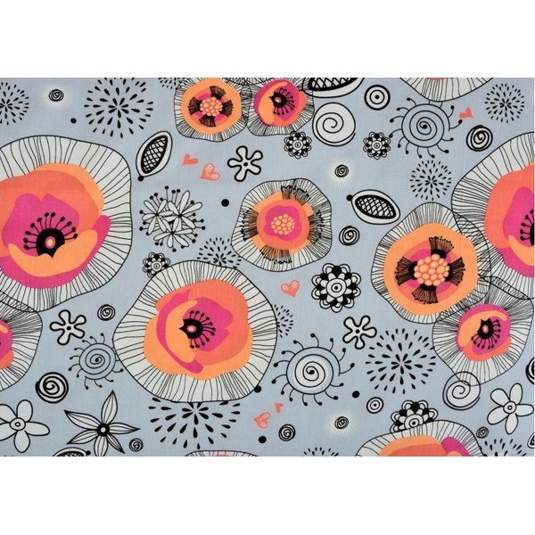 Narancssárga-szürke egyszemélyes pamut-szatén ágyneműhuzat 140x200 cm Poppy -image-1