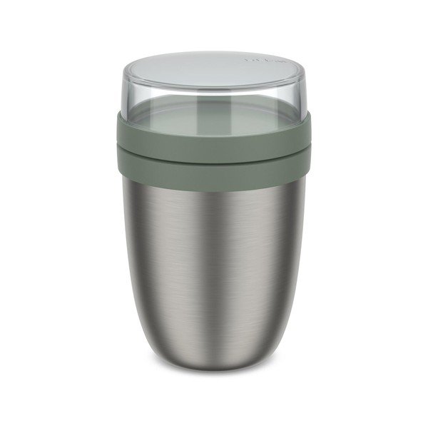Ezüstszínű-zsályaszínű rozsdamentes acél ételtartó termosz 500 ml Ellipse – Mepal