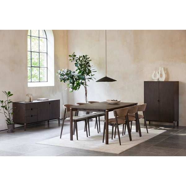 Sötétbarna alacsony komód tölgyfa dekorral 160x73 cm Arun – Unique Furniture-image-2