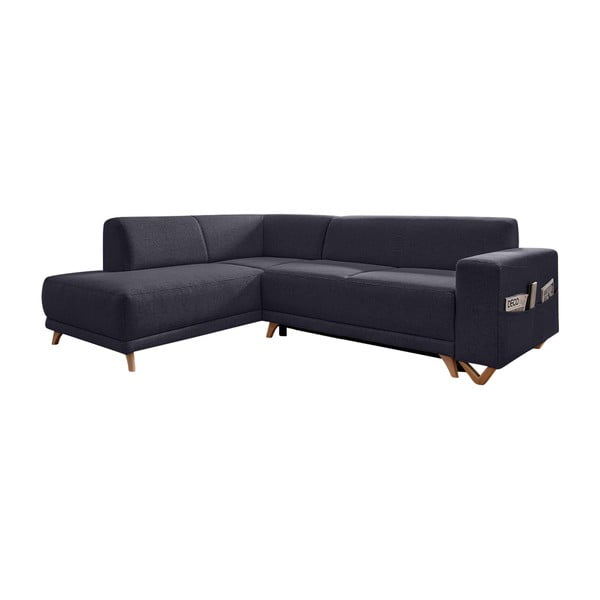 Antracitszürke kinyitható-tárolóhelyes sarokkanapé (bal oldali-L alakú) Classy Sophie – Miuform