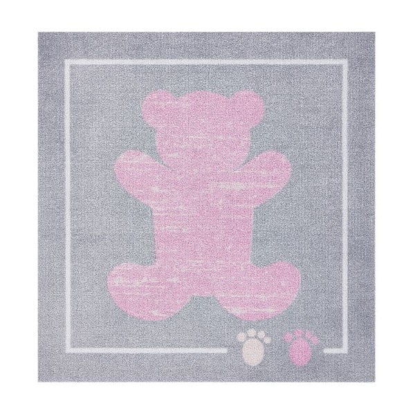 Teddy rózsaszín-szürke gyerekszőnyeg, 100 x 100 cm - Zala Living