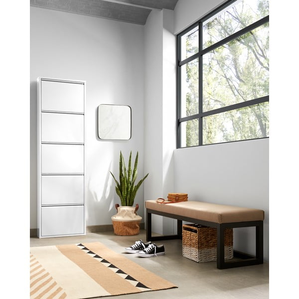 Fehér fém billenő ajtós cipőtartó 50x169x15 cm Ode – Kave Home-image-3