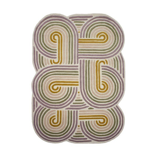 Zöld kézi szövésű gyapjú szőnyeg 140x200 cm Spiral Shaped  – Flair Rugs