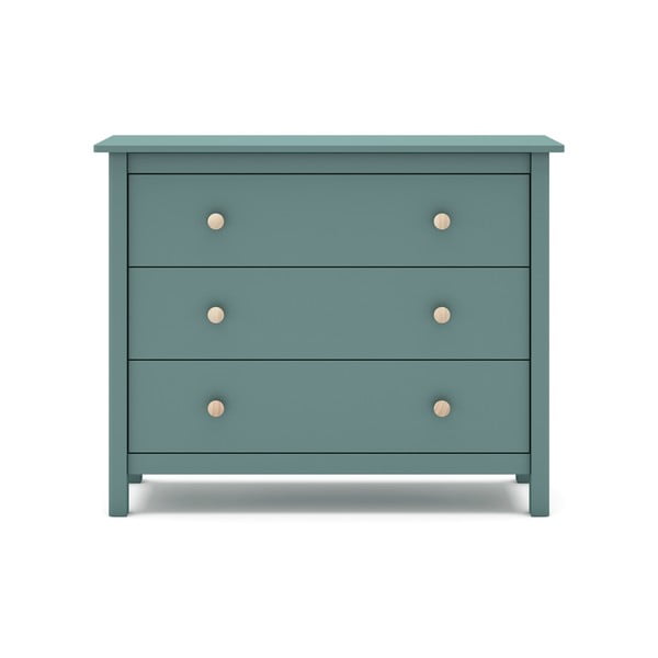 Petróleumkék borovi fenyő alacsony gyerek komód 100x80 cm Max – Marckeric-image-3