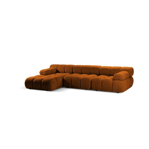 Terrakotta színű buklé moduláris sarokkanapé (bal oldali-heverő résszel) – Micadoni -image-2