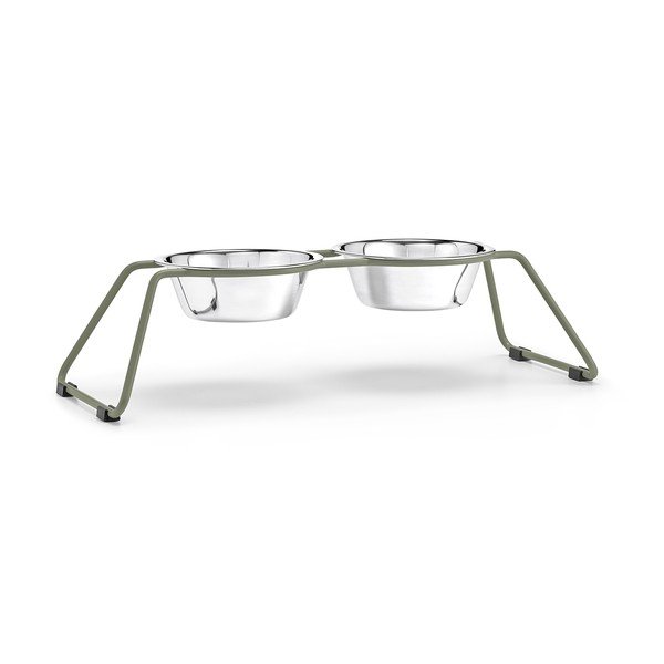 Rozsdamentes acél tálka szett állvánnyal kutyáknak Cena Grollive M – MiaCara