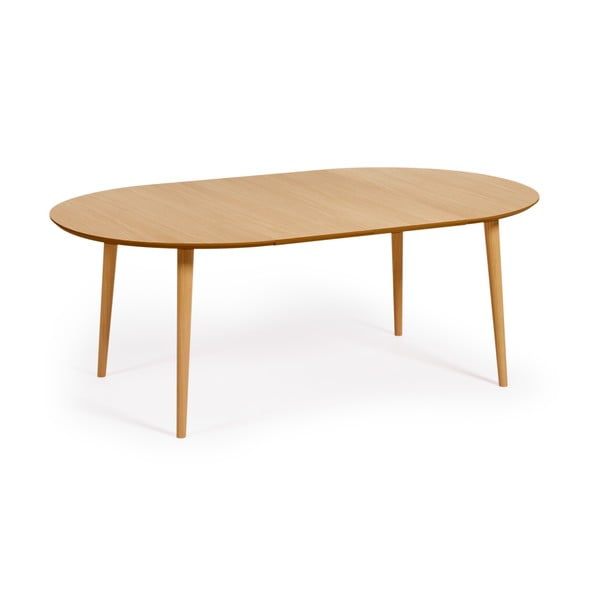 Natúr színű bővíthető étkezőasztal tölgyfa dekorral ø 120 cm Oqui – Kave Home-image-3