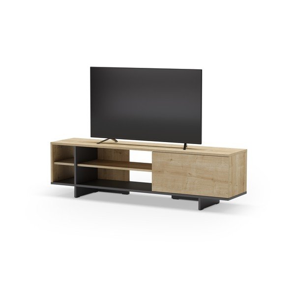 Natúr színű TV-állvány tölgyfa dekorral 160x44 cm Cequoia – Marckeric-image-4