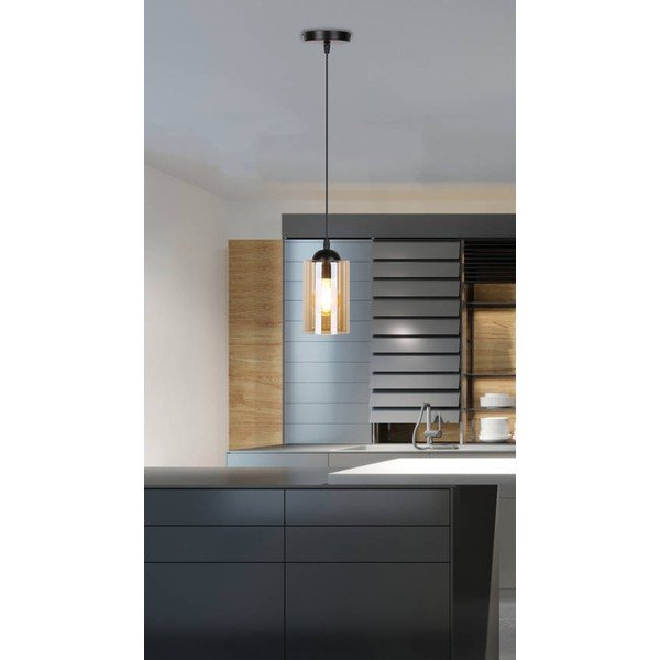 Fekete függőlámpa üveg búrával ø 10 cm Bistro – Candellux Lighting-image-3