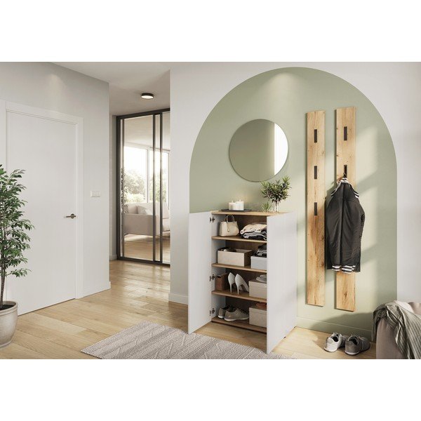 Krémszínű szekrény tölgyfa dekorral 74x105x33 cm Alviano – Germania-image-1