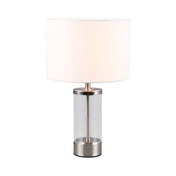 Ezüstszínű asztali lámpa textil búrával (magasság 33,5 cm) Grazia – Trio