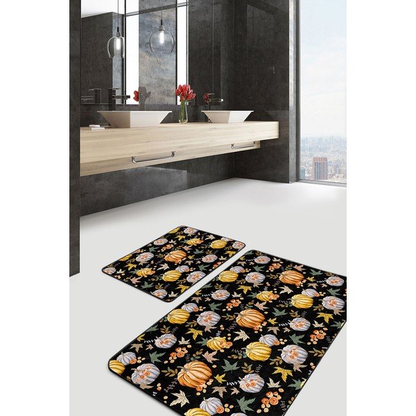Fekete-narancssárga fürdőszobai kilépő szett 2 db-os 60x100 cm – Mila Home-image-1