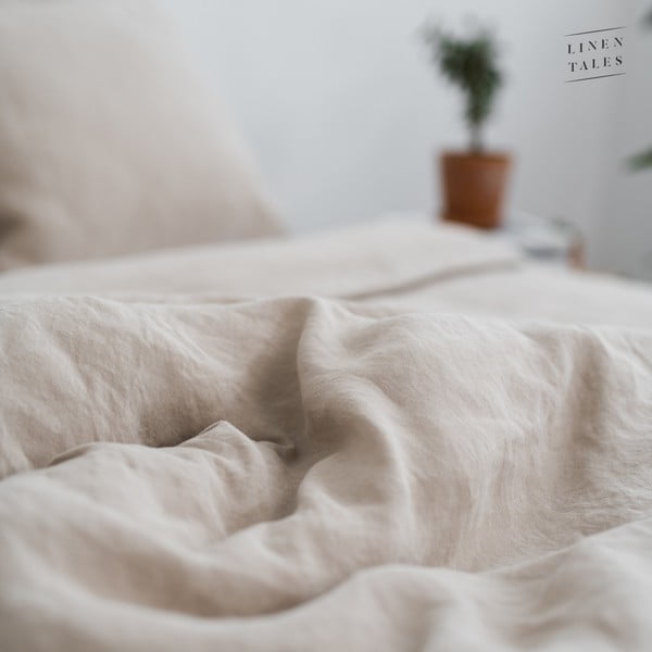 Bézs kétszemélyes kenderrost paplanhuzat 200x200 cm – Linen Tales-image-2