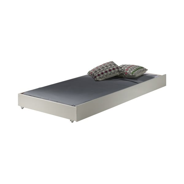 Fehér emeletes-kihúzható pótággyal borovi fenyő ágyneműtartós gyerekágy 90x200 cm PINO – Vipack-image-4