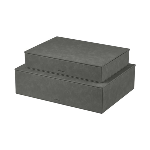 Antracitszürke fedeles dekoratív műbőr tárolódoboz szett 2 db-os 40x30x11 cm Sahla – Blomus