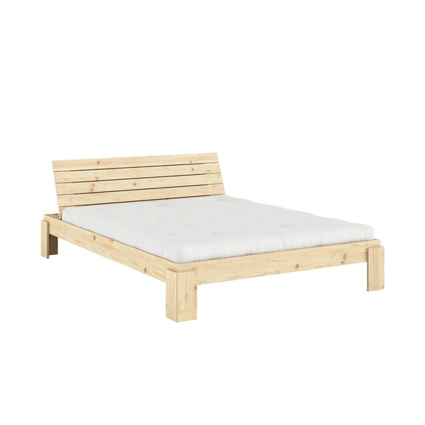 Natúr színű borovi fenyő franciaágy ágyráccsal 160x200 cm Layers – Karup Design-image-3