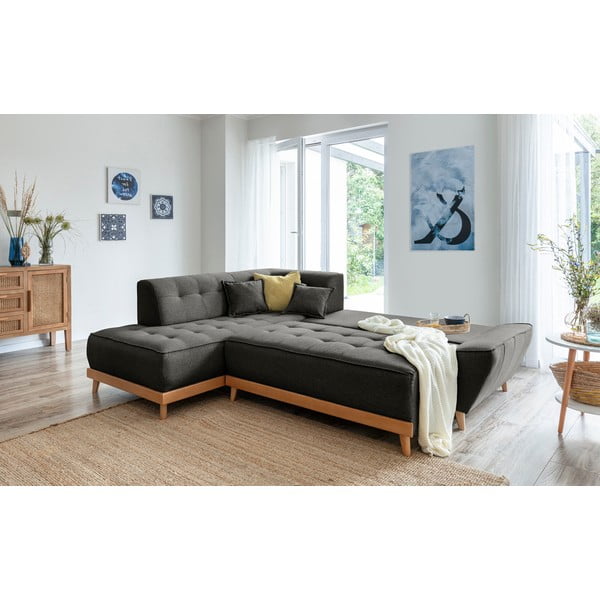 Dazzling Daisy L sötétszürke kinyitható kanapé, bal oldalas - Miuform-image-4