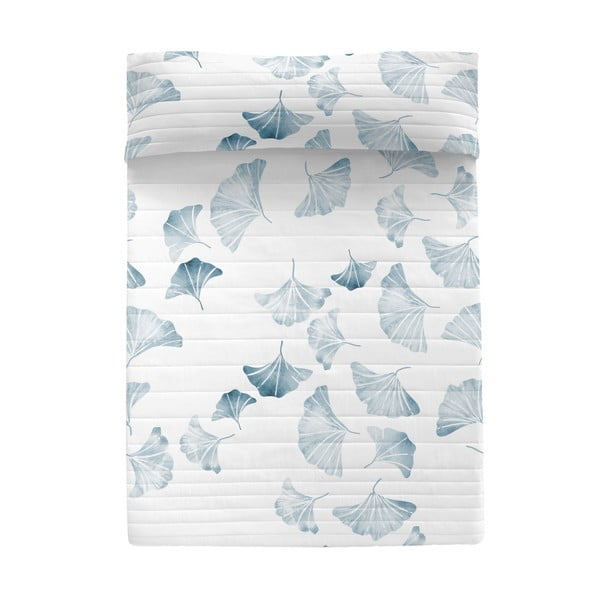 Fehér-kék pamut steppelt ágytakaró 240x260 cm Ginkgo – Blanc