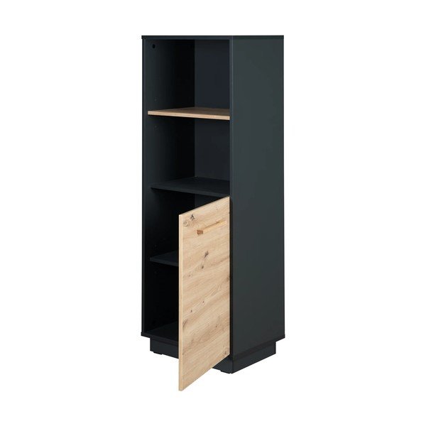 Antracitszürke-natúr színű gyerek könyvespolc tölgyfa dekorral 55x150 cm Lenn – Roba-image-3