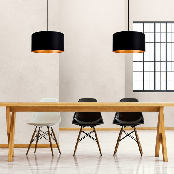 Mika fekete kétágú függőlámpa aranyszínű búrabelsővel, ⌀ 36 cm - Sotto Luce-image-1