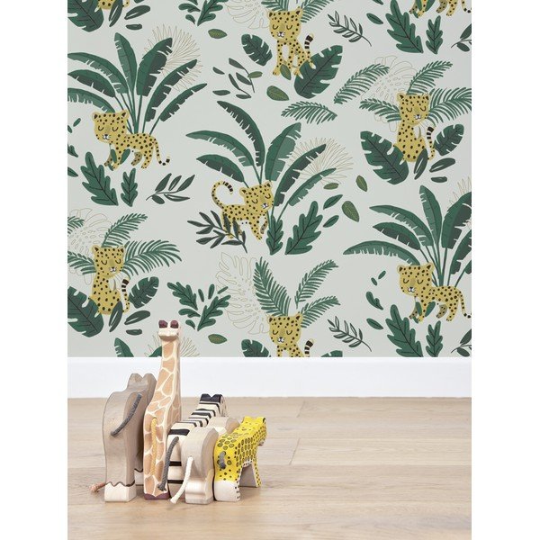 Gyerek tapéta 10 m x 50 cm Cheetah & Tropical Leaves – Lilipinso-image-1