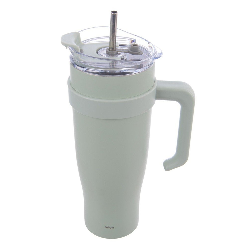 Zsályaszínű termobögre szívószállal 1,2 l Termo  Orion