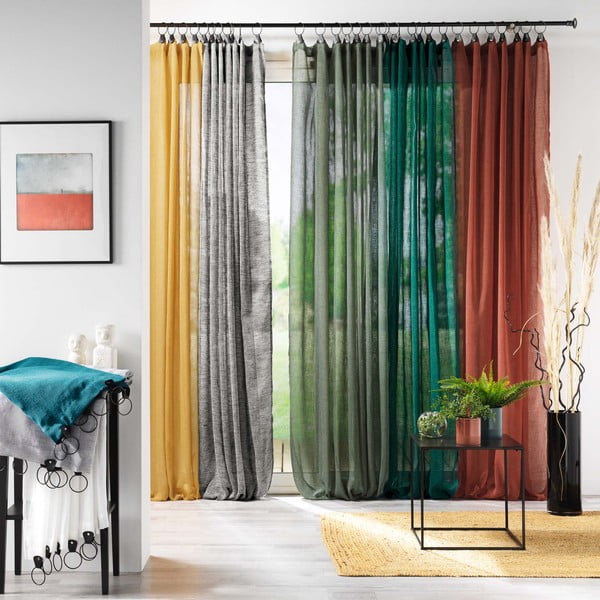 Kék voile fényáteresztő függöny 140x240 cm Linka – douceur d'intérieur-image-3