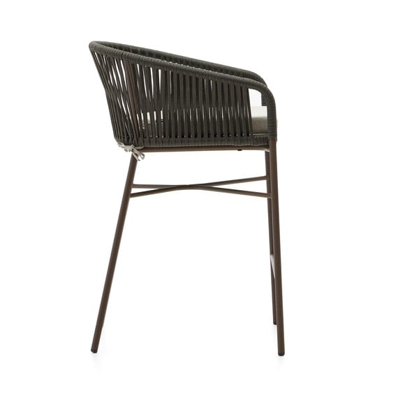 Zöld fém-párnázott kerti bárszék Yanet – Kave Home-image-3