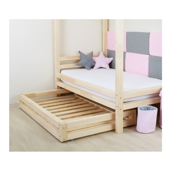 Lakkozott ágy alatti fiók és 4 db-os ágymagasító láb szett, 90 x 180 cm-es ágyhoz - Benlemi-image-2