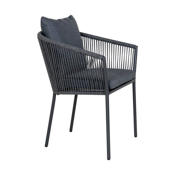 Sötétszürke fém-párnázott kerti szék Salerno – House Nordic-image-3