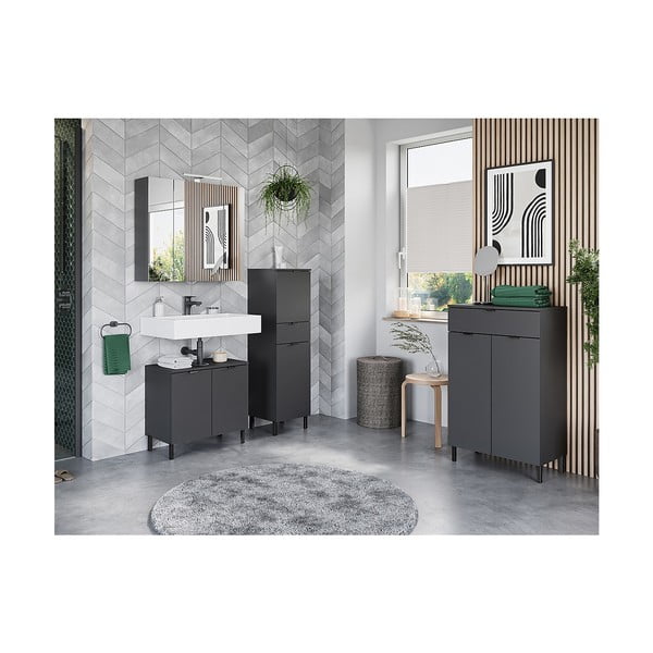 Antracitszürke mosdó alatti szekrény 60x56 cm Arcena – Germania-image-4