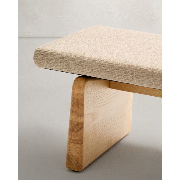 Bézs-natúr színű zsenília pad Topaz – Kave Home-image-4