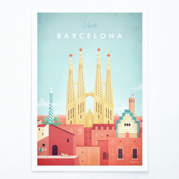Poszter Barcelona, 50x70 cm - Travelposter