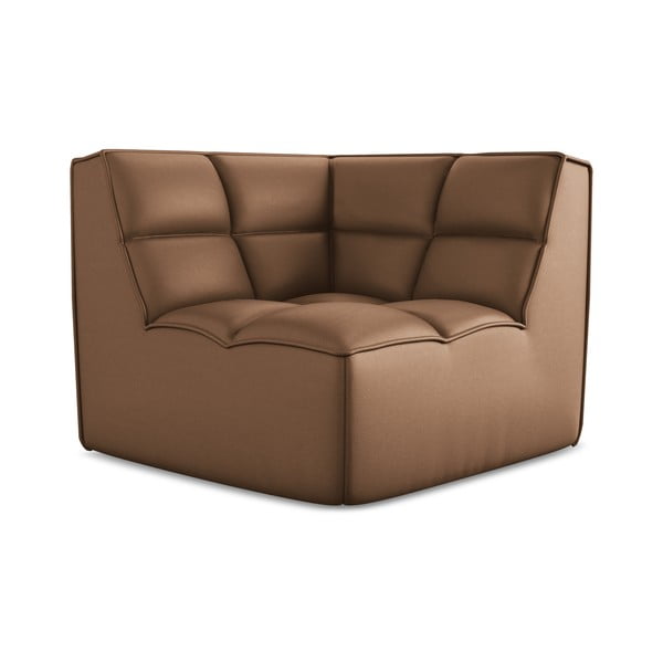 Barna bőrutánzat kanapé modul Kalai – Makamii-image-2