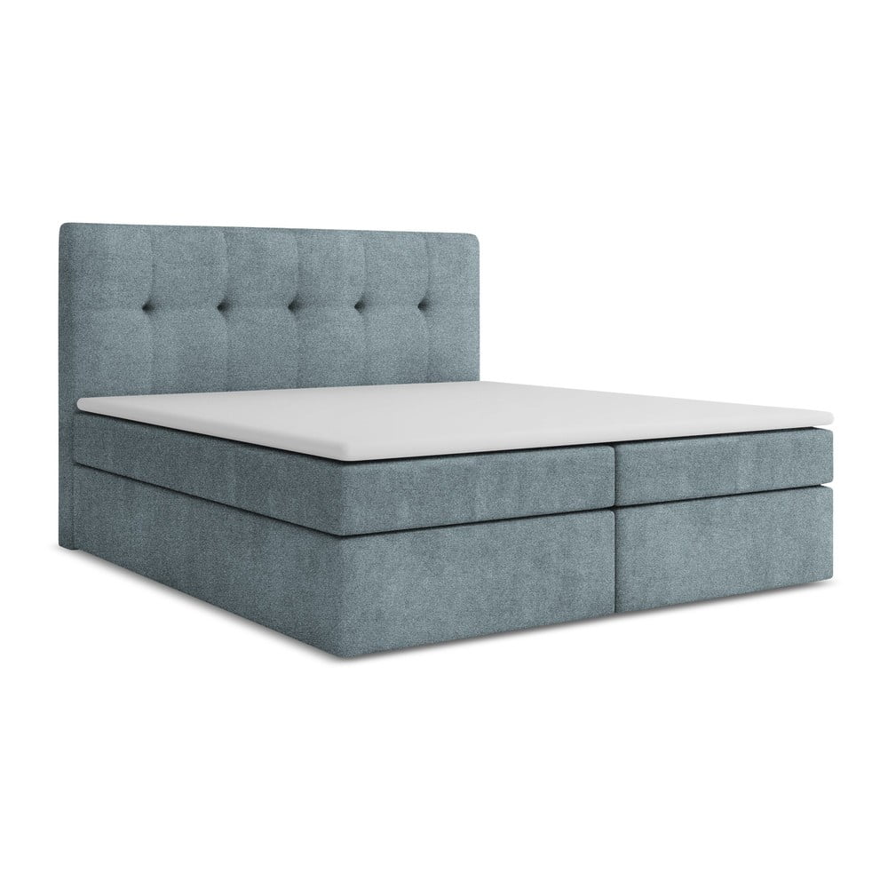 Világoskék ágyneműtartós boxspring ágy 160x200 cm Palta Makamii