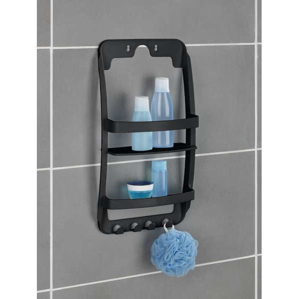 Fekete függő öntapadós műanyag fürdőszobai polc Universal – Wenko-image-2