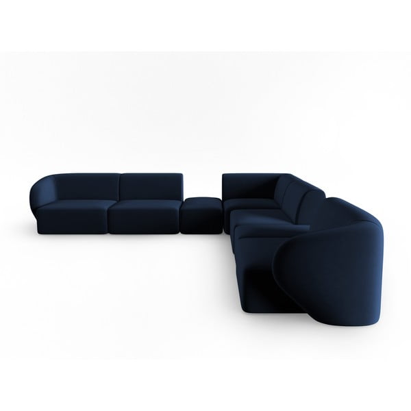 Kék bársony sarokkanapé Paolo – Milo Casa-image-2